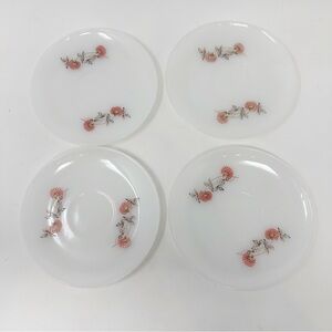 Vintage Fire King Fleurette Opal Tea Cup Saucers